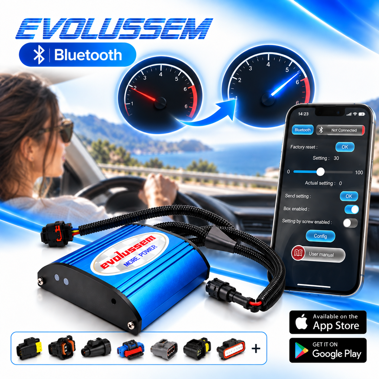 Centralina Aggiuntiva Evolussem Bluetooth Ford Transit 2.4 TDCI 100 Cv guadagno di +33 Cv e +58 Nm — immagine 3